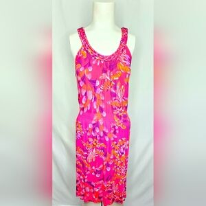 Spense High-Low Pink Patterned Sleeveless High-Low‎ Resort Dress Size L